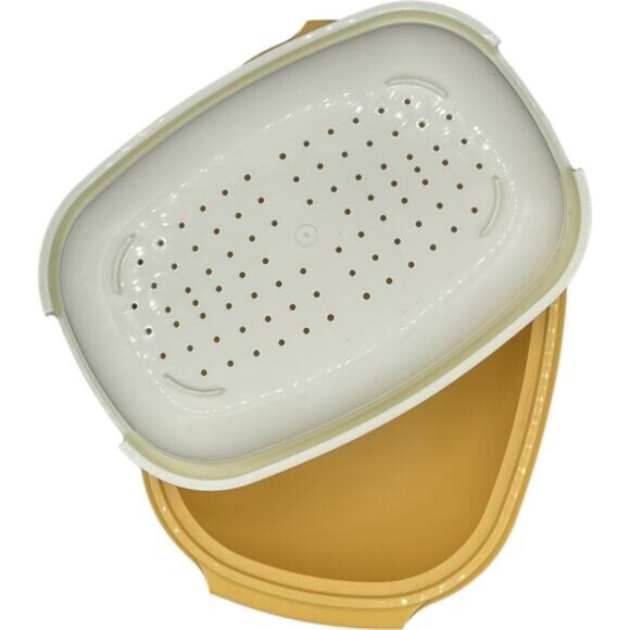 Tupperware 1273-4 1275-8 Vintage Oval Gold Steamer Strainer Set With Lid & Tray - Picture 6 of 12